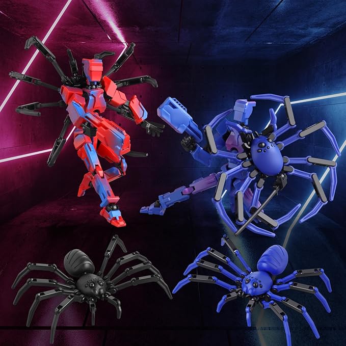 (Assembly Required) T-Spider 13 Action Figure Set -Titan 13 Action Figure with Sucker Spider13 Collectible 3D Printed Toys Highly Detailed Action Figures for Collectors and Fans - Blue