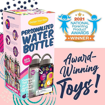 PURPLE LADYBUG Decorate Your Own Water Bottle Kits for Girls Using Shrink Wrap - Fun 6 7 8 Year Old Girl Gifts Idea, Birthday Gift for 11+ Year Old Girl, Arts and Crafts for Kids Ages 8-12