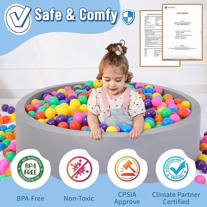 Foam Ball Pit for Toddlers with 100 Balls, Large Baby Ball Pit for Babies with Soft Memory Sponge, Indoor Outdoor Baby Playpen, Kids Play Ball Pool