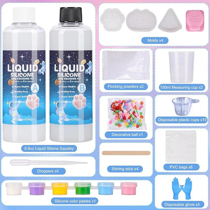 Ktdorns Fun 18oz Taba Squishy Kit with Mold & Flocking Powder - DIY Stress Relief Toy for Taba Squishy Paw and Sticky Lovers