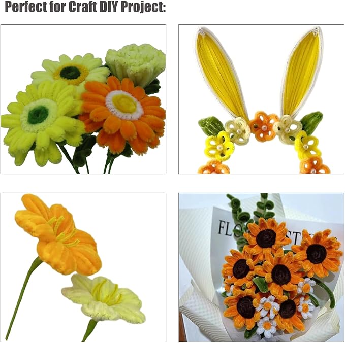 Swpohrat 100 Pieces Orange Pipe Cleaner Craft Set,Thick Fuzzy Chenille Stem Pipe Cleaners for DIY Craft Projects and Decorations