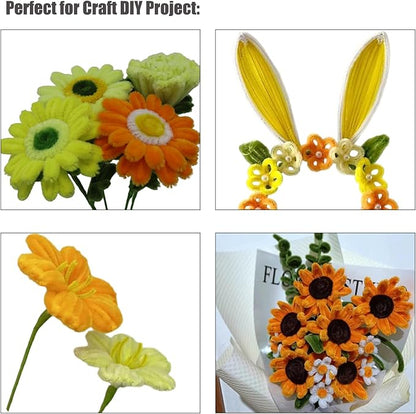 Swpohrat 100 Pieces Orange Pipe Cleaner Craft Set,Thick Fuzzy Chenille Stem Pipe Cleaners for DIY Craft Projects and Decorations