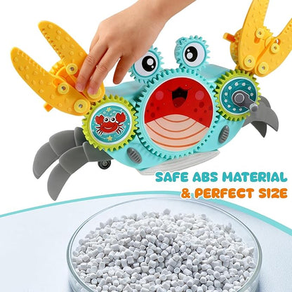 Crawling Crab Gear Set Toy - Tummy Time Musical Crab Toys Stacking & Building Blocks Educational STEM Game for Toddlers & Kids 3-5, 1 2 3 Yr Old Birthday Gift Christmas Stuff for 0-36 Month Boys Girls