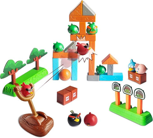 Newly Licensed Angry Birds Toys Playsets Build N’ Launch Construction Brick Assembly Building Blocks Sets Pig City Strike 2 Takedown Space Planet Game Catapult Slingshot Gift Box 33pcs