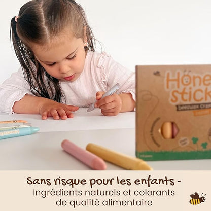Honeysticks Jumbo Crayons (8 Pack) - Pastel Colors - Non Toxic Crayons for Kids - 100% Pure Beeswax, Food Grade Colors - Large Crayons, Easy to Hold and Use - Sustainably Made in New Zealand
