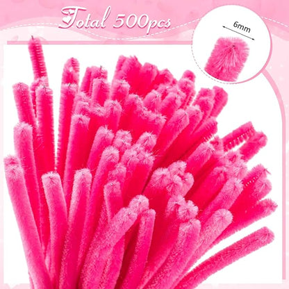 Peryiter 500 Pieces Pipe Cleaners Chenille Stems 12 Inch Craft Supplies Bulk for DIY Art and Craft Projects Creative Gift Wrapping Party Decorations(Pink,12 Inch)