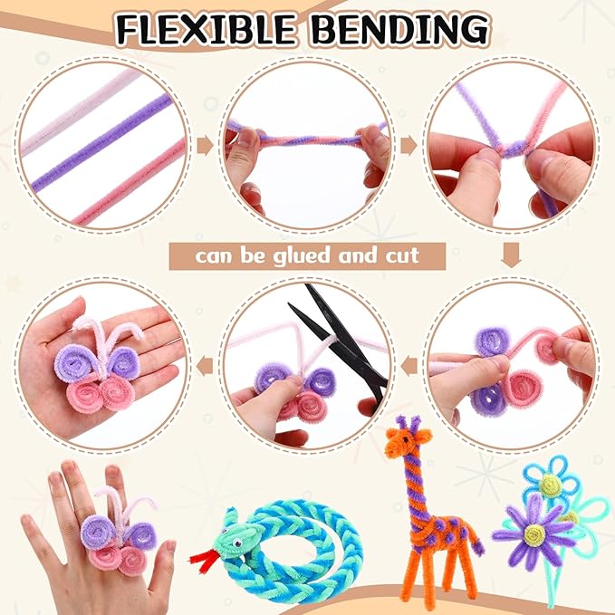 Yunsailing 200 Pcs Pipe Cleaners 6 mm x 12 Inch Chenille Stems Pipe Cleaners Craft Supplies Art Supplies Adults DIY Creative Decorations Creative DIY Projects Decorations (Macaron Color)