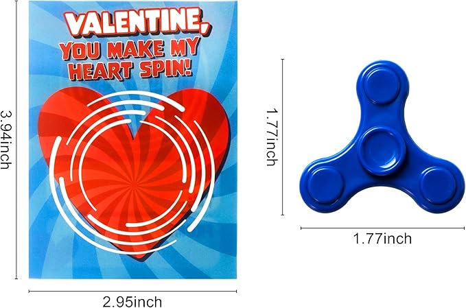 JOYIN 28 Packs Valentines Cards with Fidget Spinner, Stress Relief Hand Finger Spinner Fidget Toy for Valentine’s Day Kids School Classroom Prizes, Gift Exchange,Party Favor Exchange Gift Rewards