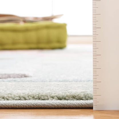 SAFAVIEH Carousel Kids Collection Area Rug - 5'3" x 7'6", Blue, Animal Design, Ideal for High Traffic Area for Boys & Girls in Playroom, Nursery, Bedroom (CRK120K-5)