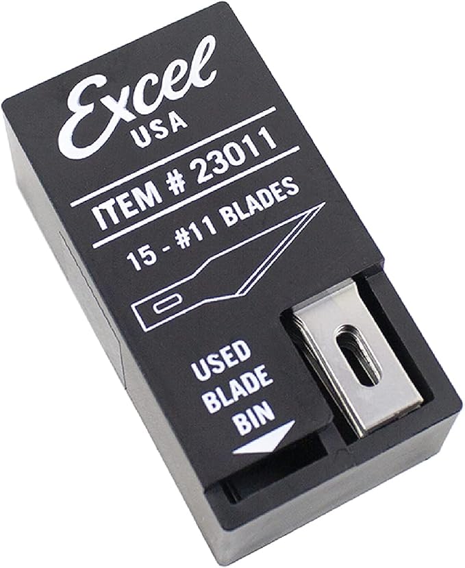 Excel Blades #11 Craft Knife Replacement Blades - Double Honed Blades for Craft Knife - Perfect for Trimming Wood, Plastic, Paper, Leather and More - Set of 15 with Dispenser