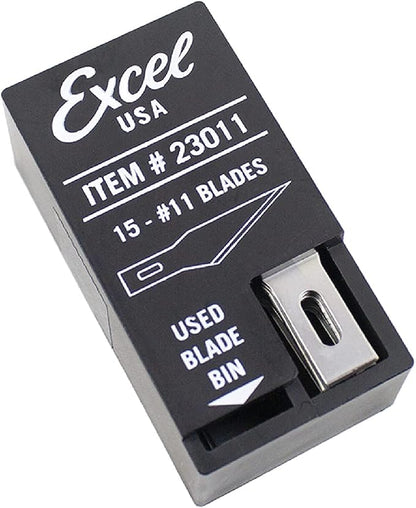 Excel Blades #11 Craft Knife Replacement Blades - Double Honed Blades for Craft Knife - Perfect for Trimming Wood, Plastic, Paper, Leather and More - Set of 15 with Dispenser