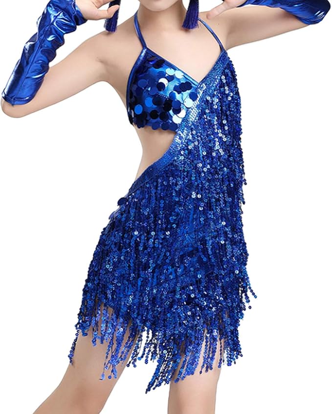 1920's Sequins Flapper Dress Children's Day Gift Party Halloween Costumes for Girls Accessories Set