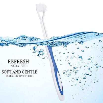 Boao 4 Pieces Three Sided Toothbrush Autism Sensory Toothbrush Bristle Travel Brush for Kids Complete Teeth Gum Care Good Angle Clean Tooth, Soft and Gentle(Blue)