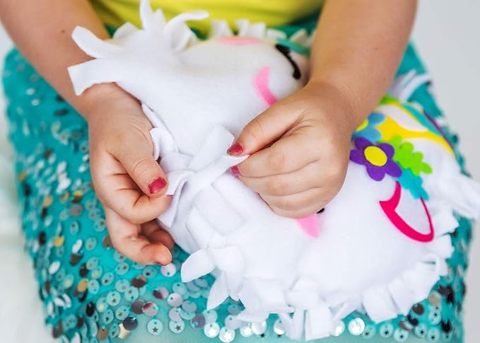 Ruckus Kids Unicorn Pillow Craft – DIY Cute Colorful Fleece Knot Pillow Kit – No-Sew Easy-to-Make Arts and Craft Kit for Kids– Unicorn Bedroom Decor