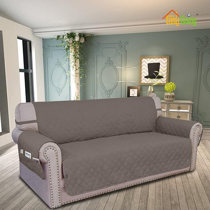 Easy-Going Sofa Slipcover Waterproof Couch Cover for 3 Cushion Couch Sofa Cover Furniture Protector Cover Pets Covers Washable Non-Slip Fabric Pets Kids Children Dog Cat (Sofa, Taupe)