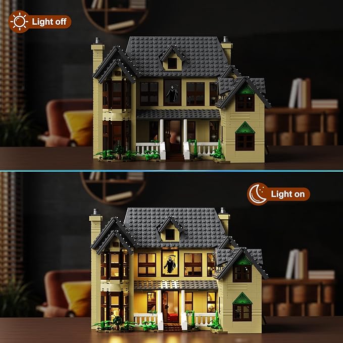 Horror House Building Block Set, Scary Movie Haunted House Model Compatible with Lego Horror House Building Toy, Halloween Decoration Gift for Man, Woman or Horror Film Fans 18+(1275Pcs)
