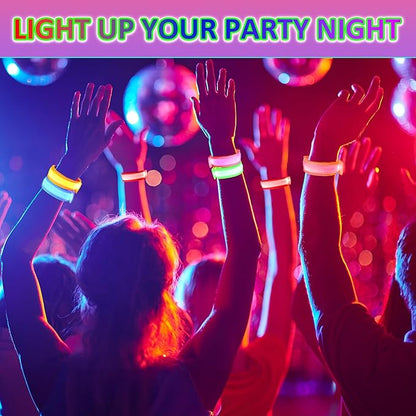 12 PCS LED Light Up Bracelets,LED Glow Flashing Wristbands,LED Glow Bracelets,Glow in The Dark Party Supplies for Sports,Camping,Festivals,Concerts,Raves and Night Events,6 Colors