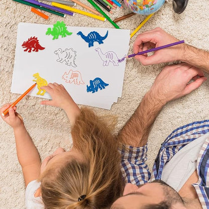 ArtCreativity Dinosaur Stencils Set for Kids, Bulk Set of 48, Colorful Drawing Template Kit, Fun Arts and Crafts Supplies, Gift Idea for Boys and Girls, Learning Tool for Children