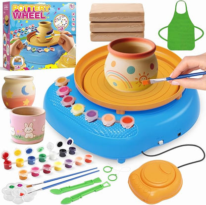 TingingYuli Pottery Wheel for Kids with Clay Kit - Arts and Crafts for Kids Ages 6-8 8-12, Complete Pottery Kit with Air Dry Clay and Painting Tools, Easter Christmas Birthday Gift for Boys Girls