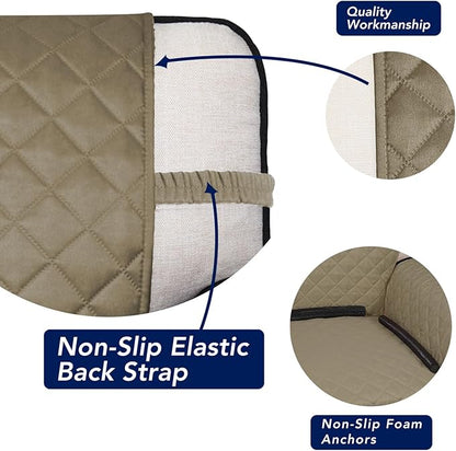 PureFit Reversible Quilted Sofa Cover, Water Resistant Slipcover Furniture Protector, Washable Couch Cover with Non Slip and Elastic Straps for Kids, Dogs, Pets (Oversized Loveseat, Beige/Beige)