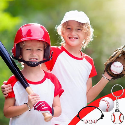 Nosiny 108 Pcs Baseball Party Favors Bulk 36 Pcs Baseball Keychain Gifts 36 Pcs Baseball Stress Balls 36 Pcs Baseball Charm Bracelets for Team Birthday Party Supplies(Baseball)
