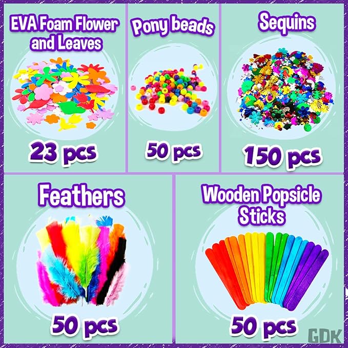 GoodyKing Arts and Crafts Supplies for Kids - 1170Pcs+ Craft Art Supply Kit for Toddlers Kids Craft Supplies & Materials Age 4 5 6 7 8 9 - All in One D.I.Y. Crafting School Supplies (Large)