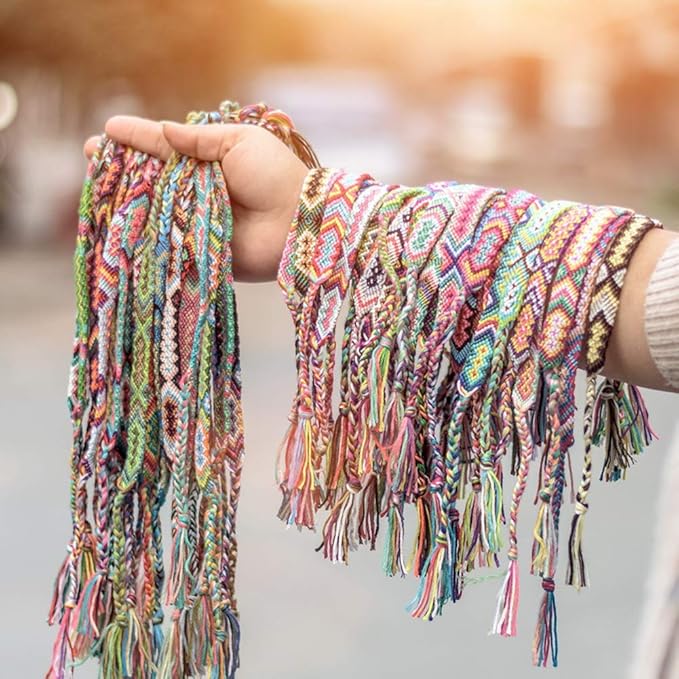 iShyan Woven Friendship Bracelets 20 Pcs Braided Bracelets Handmade Colorful Adjustable String Bracelets,1cm