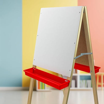 Flipside Products Child's Black Chalkboard and White Dry Erase Easel, Kids Foldable, Drawing in Classroom, Whiteboard