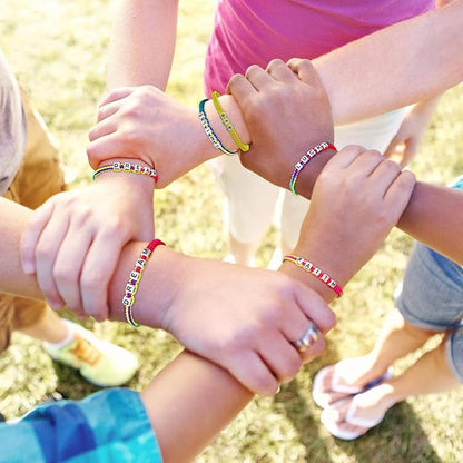 12 Pcs Friendship Beaded Bracelets Bulk with Birthday Cards Letter Inspirational Stretch Bracelets Adjustable Colorful Bracelet Y2K Summer Beach Elastic Bracelets for Women Girls Teens Party Favors