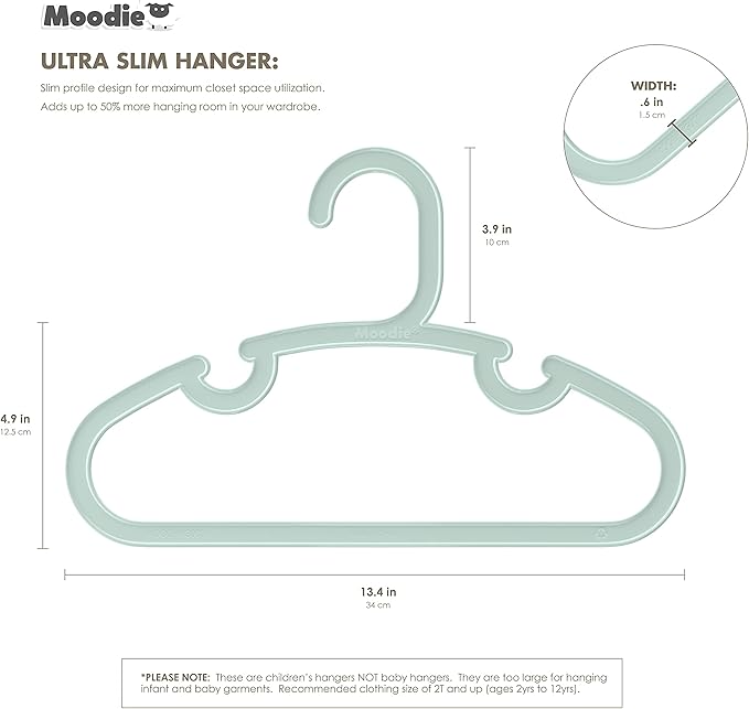 Recycled Plastic Kids Hangers | 13.5" Heavy Duty Kids Clothes Hangers | Bulk Pack Childrens Hangers, Large Child Hangers | Toddler Hangers (2-12yrs | 25 Pack, Blues)