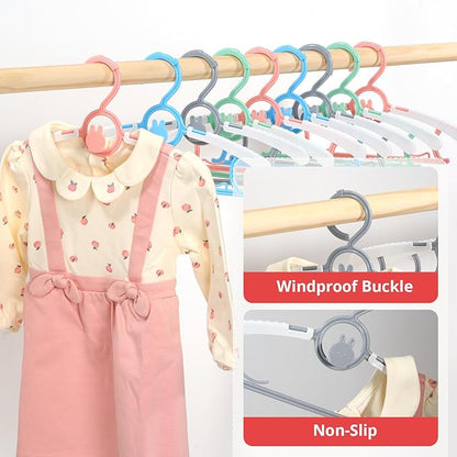 Kids Hangers, Extendable & Stackable Baby Hangers, 60PCS Mix-Colors Toddler Hangers for Baby Toddler Children Kids Teen, 11~14Inch Non-Slip Plastic Kid Hangers, Baby Clothes Hangers