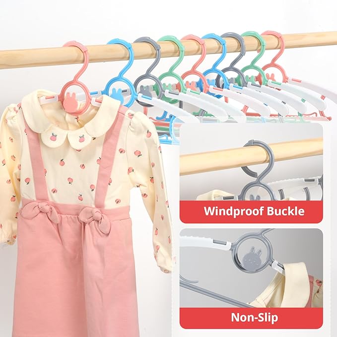 Baby Hangers for Closet Adjustable Kids Hangers 40 Pack 11"-14" Baby Hangers in Mixed Colors for Kids' Closet, Children Non-Slip and Extendable Clothes Hangers for Nursery Infant Toddle