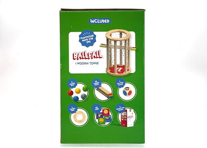 Nene Toys Ballfall, Montessori Toy from 3 Years - Educational Board Game with Colourful Sticks, Dice & Cards - Wooden Toy for Boys and Girls 3-9 Years - Children's Game from 3 Years