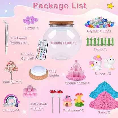 CINDYNAL Light-Up Unicorn Toys for Girls, Unicorn Terrarium Kit for Kids, Arts and Crafts Kit for Kids, Unicorn Toys for Girls Age 4-6 7 8 9-10 Year Old Girl Birthday Gifts