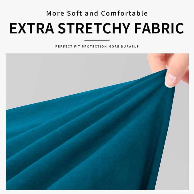 Easy-Going 100% Dual Waterproof Oversized Loveseat Cover Stretch Soft Couch Cover for Dogs, Sofa Slipcover for 2 Separate Cushion Couch Leakproof Furniture Protector Peacock Blue