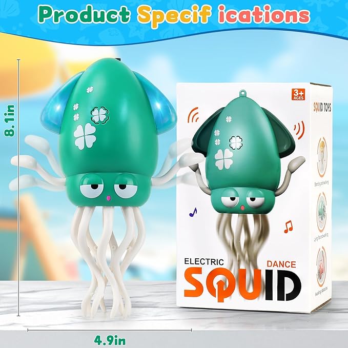 LZZAPJ Electric Dancing Octopus Light Music Suitable for 12-18 Months Old Baby Toys, Kid Crawling Squid Toys Suitable for Toddler Tummy Time, Birthday for 1 2 3 4 5 6 Year Old Boy (Green)