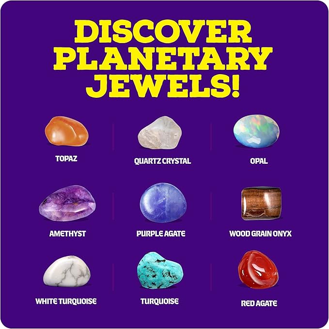 Galaxy Gem Dig Kit for Kids - Gemstones Digging Science Kits for Kid Age 6-7, 6-8, 8-10 - Gifts for 6 7 8 9 10 11 Year Old Boys & Girls - Planet Space Toys for Ages 8-10 - STEM Stuff for Boy & Girl