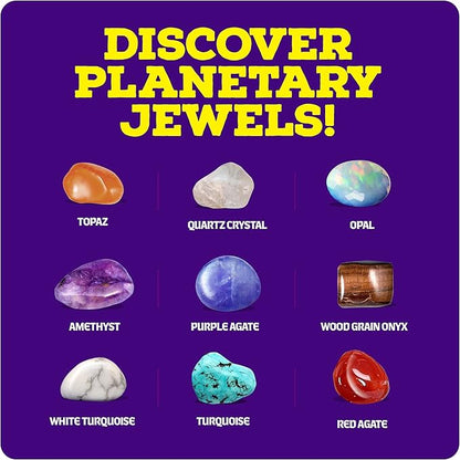 Galaxy Gem Dig Kit for Kids - Gemstones Digging Science Kits for Kid Age 6-7, 6-8, 8-10 - Gifts for 6 7 8 9 10 11 Year Old Boys & Girls - Planet Space Toys for Ages 8-10 - STEM Stuff for Boy & Girl