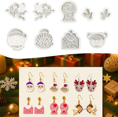 9pcs Mother's Day Polymer Clay Cutters - Christmas Polymer Clay Cutters - Polymer Clay Molds for Engagement-Wedding Jewelry Making Supplies - Gifts for Mom Girlfriends Wife
