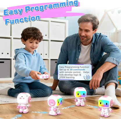 Robot Toy for Kids,Remote Control Robots with Smart Interactive Dancing, Programmable Toy, Rechargeable Robots Toys for Age 3-8 Year Old Girls Christmas Birthday Gift Present Pink