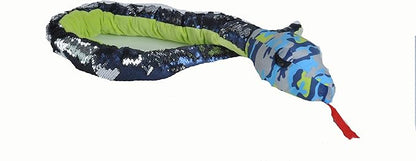 Wild Republic Sequin Snake Plush, Stuffed Animal, Plush Toy, Gifts for Kids, Blue Camo, 54"