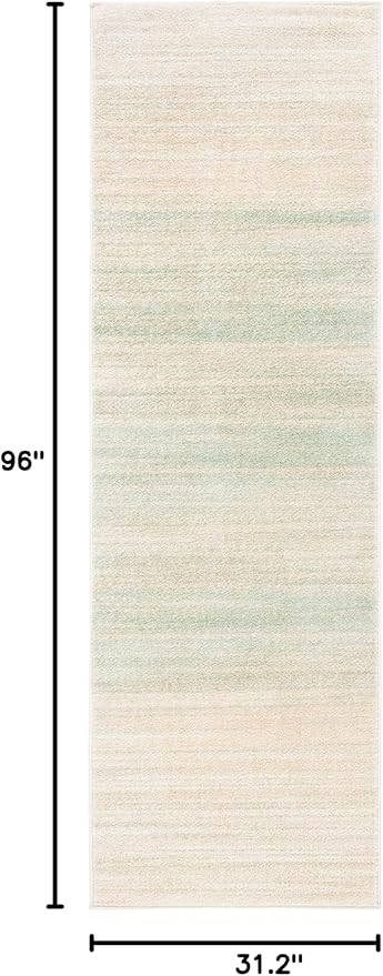 SAFAVIEH Adirondack Collection Runner Rug - 2'6" x 8', Green & Ivory, Modern Ombre Design, Non-Shedding & Easy Care, Ideal for High Traffic Areas in Living Room, Bedroom (ADR142Y)