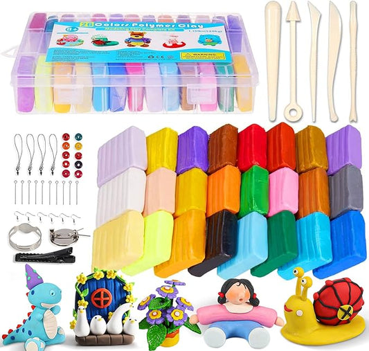 Polymer Clay Kit - 26 Colors Oven Bake Modeling Clay, Safe & Non-Toxic, Craft Gift for Kids. 0.7oz/Color