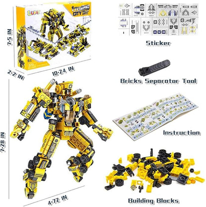 Robot STEM Building Toys for 6 Year Old Boys, 573 pcs Construction Toy Engineering Building Bricks Construction Vehicles Kit Best Gift for Kids Age 6 7 8 9 10 11 Year Old