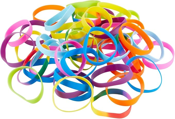BLUE PANDA 48 Pack Multi-Colored Silicone Bracelets Bulk Set for Sports Teams, Games, Colored Wrist Bands for Sublimation, 8 Colors, 8 In