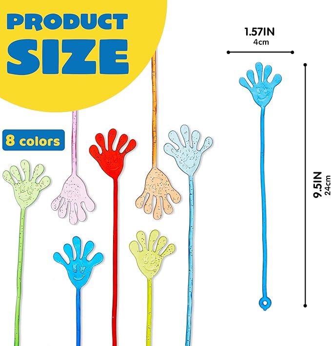 JOYIN 120Pcs Glitter Sticky Hands Party Favors, Party Favors Set for Kids, Holiday Traditions, Classroom Treasure Box Carnival Prizes Bulk Pinata Stuff Mini Toys, Goodie Bags