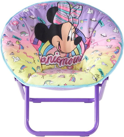 Idea Nuova Disney Minnie Mouse Toddler 19" Folding Saucer™ Chair, Portable Fun Character Design, Ages 3+