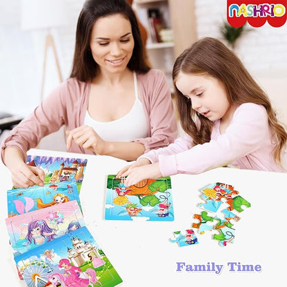 Wooden Puzzles for Toddlers 2-5 Years Old(Set of 6), 9 Pieces Preschool Educational and Learning Animal Jigsaw Puzzle Toy Gift Set for Girls