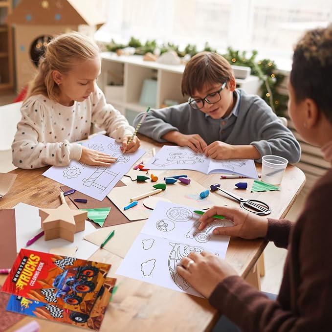 Honoson 24 Pcs Kids Coloring Books Animals Truck Coloring Books Bulk Jungle Animals Party Favors Mini DIY Art Drawing Book for Birthday Gifts Classroom Jungle Party Supplies (Truck Style)