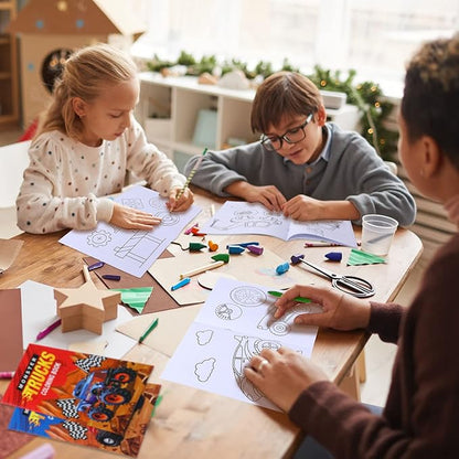 Honoson 24 Pcs Kids Coloring Books Animals Truck Coloring Books Bulk Jungle Animals Party Favors Mini DIY Art Drawing Book for Birthday Gifts Classroom Jungle Party Supplies (Truck Style)